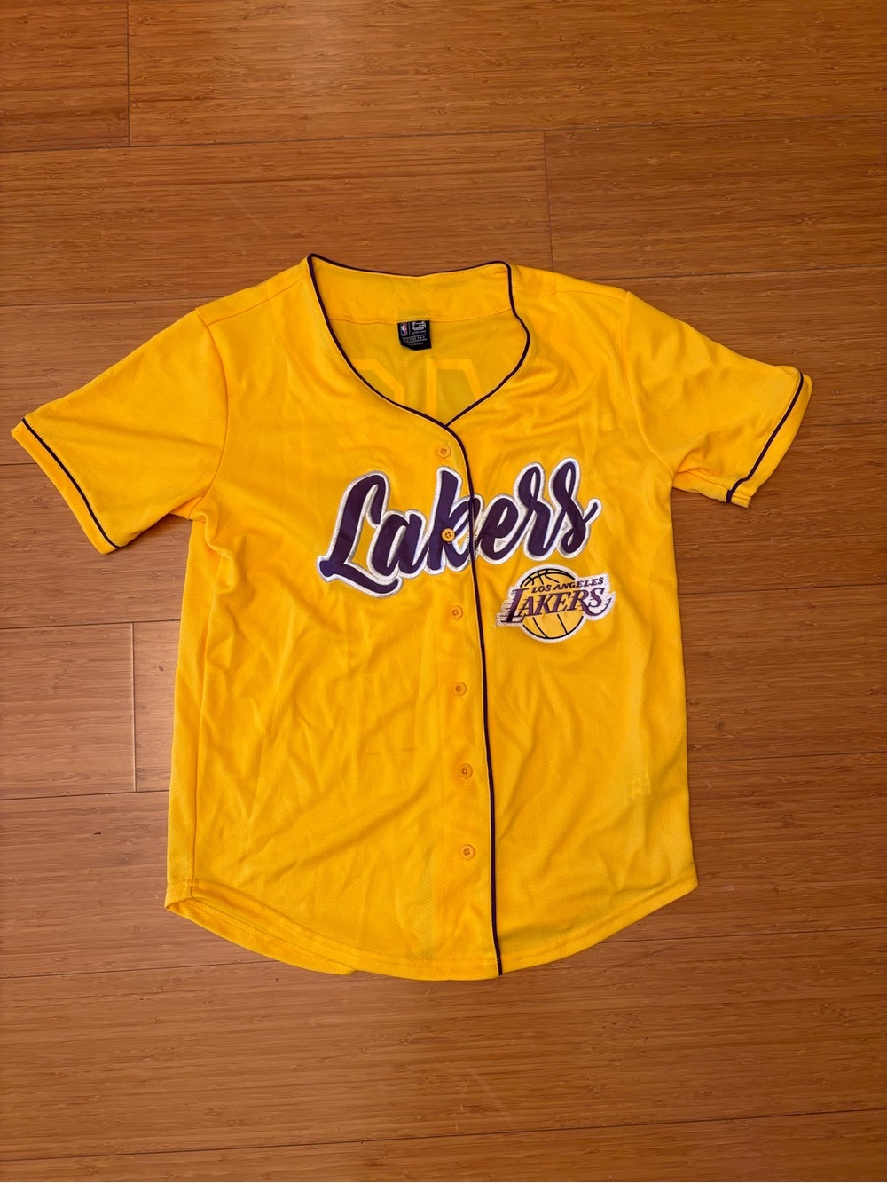 Ultra GAME Los Angeles Lakers NBA Baseball Jersey Shirt Button-Front Yellow XS